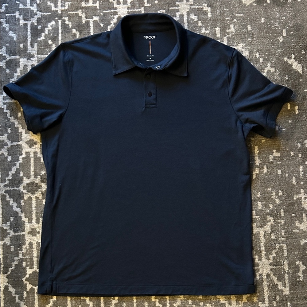 PROOF Navy Blue Merino Wool Polo Shirt